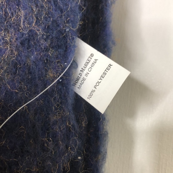 NWT WORLD MARKET FUZZY BLUE & GOLD SCARF - Picture 3 of 5